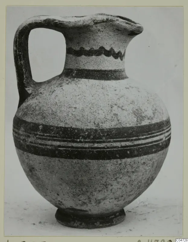 White Painted I jug from Amathus, with a single loop handle and dark painted bands