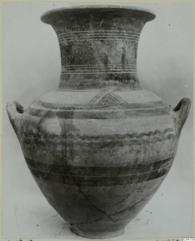 White Painted II pottery jar with two handles and painted bands, from Amathus