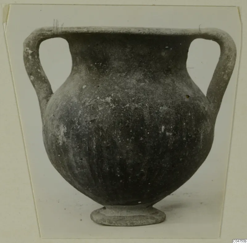 Two-handled black-slipped pottery vessel from Amathus tombs