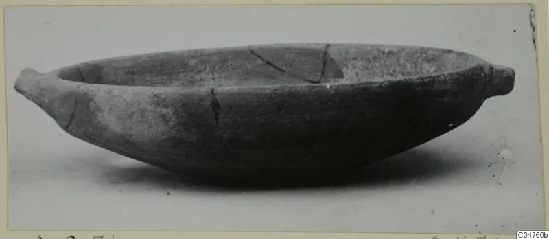 Pottery White Painted IV bowl from Amathus, shown in side view
