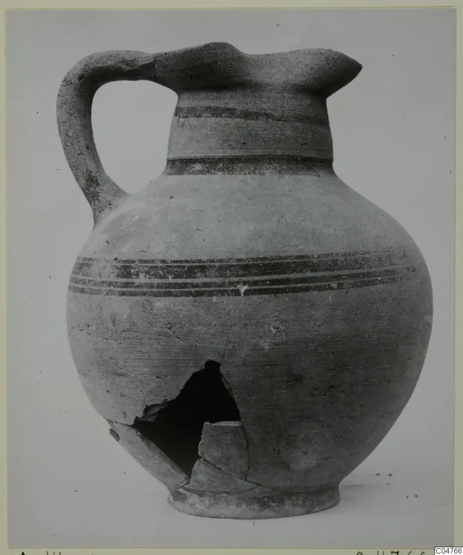 Pottery jug with a strap handle and dark painted bands, White Painted III, from Amathus