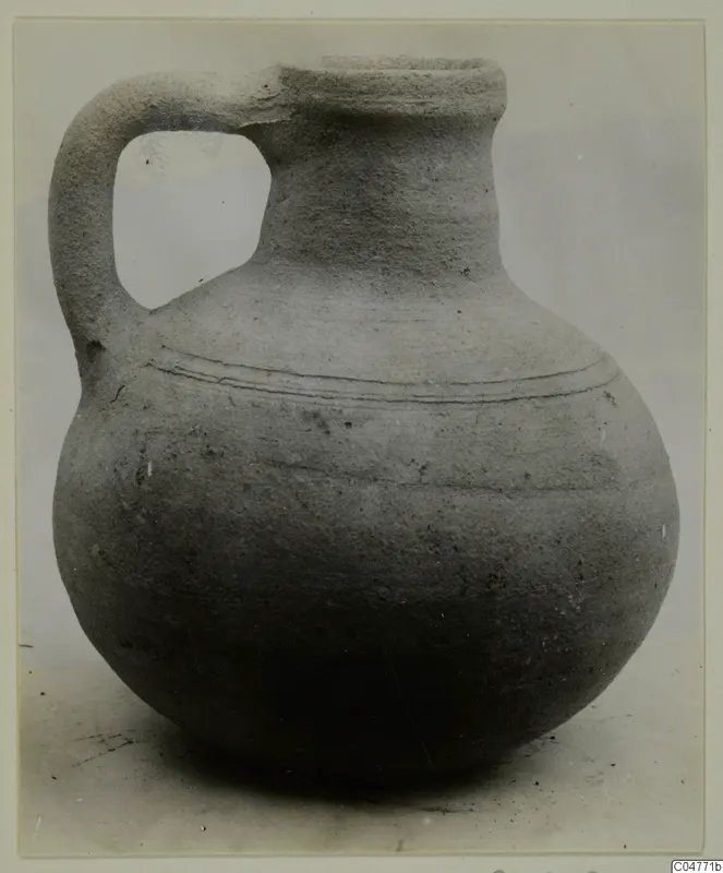 Single-handled jug with a rounded body and two incised lines around the shoulder, from the Amathus finds