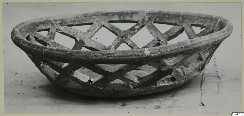 Shallow openwork bowl from Amathus with a lattice of crossed bands, seen from the side
