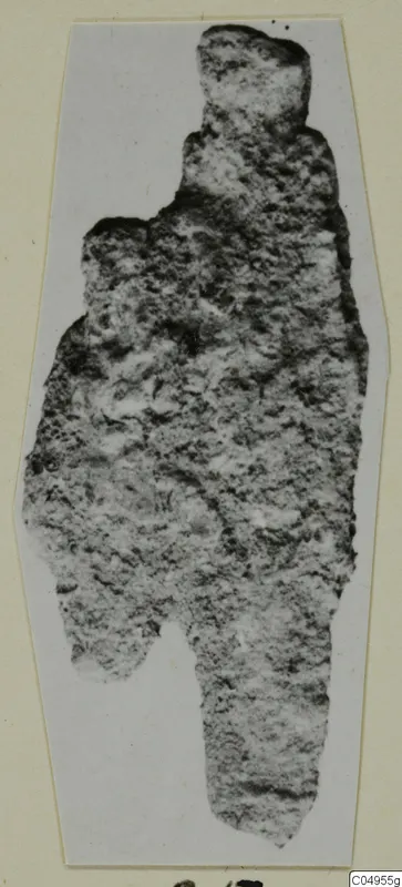 Heavily corroded iron arrow-heads from Amathus, photographed as one encrusted object
