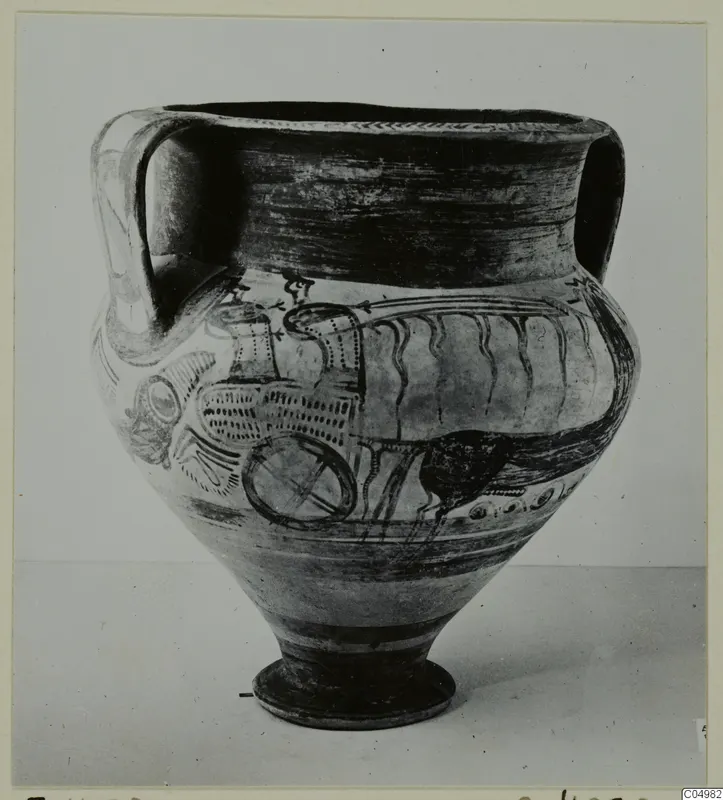 Two-handled painted amphora-krater in Levanto-Helladic Ware from Enkomi, seen from the side