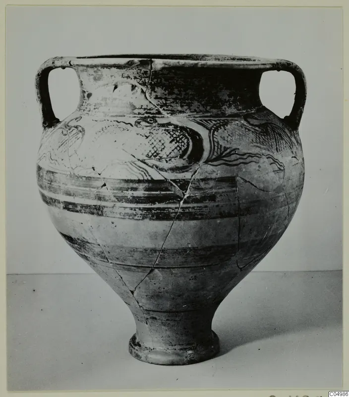 Two-handled painted pottery amphora-crater from Enkomi, side view