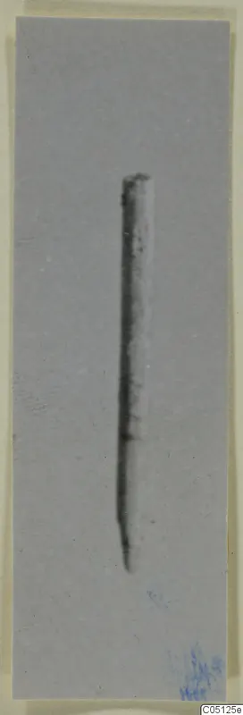 Bone pin from the Kastros tombs at Lapithos, photographed on a plain grey background