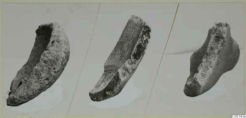 Three views of a worked stone bowl or mortar from Petra tou Limniti