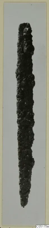Corroded iron tool from Lapithos, Kastros tombs, possibly a knife blade