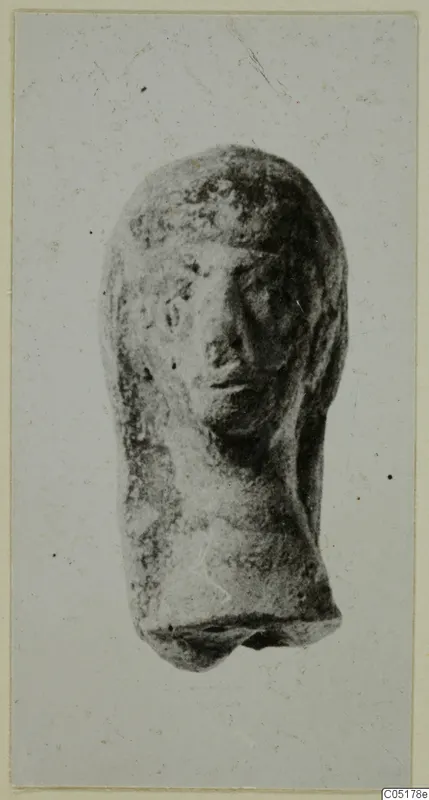 Terracotta head, Minor Plastic 3, shown from the front with a broken lower neck