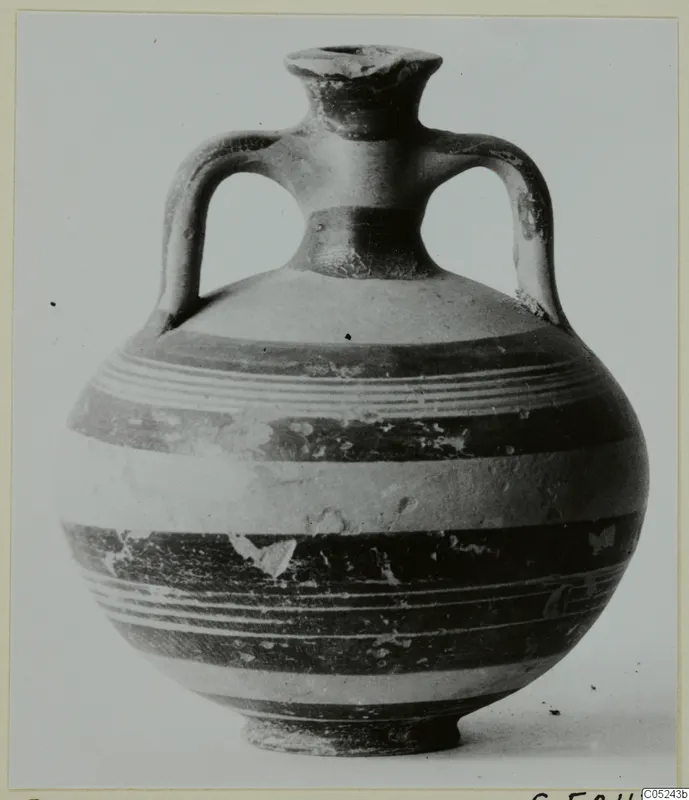 Levanto-Helladic Ware bowl-jar with two loop handles and horizontal bands of decoration