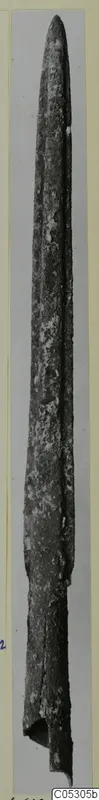 Long corroded bronze blade with a pointed tip, from Lapithos