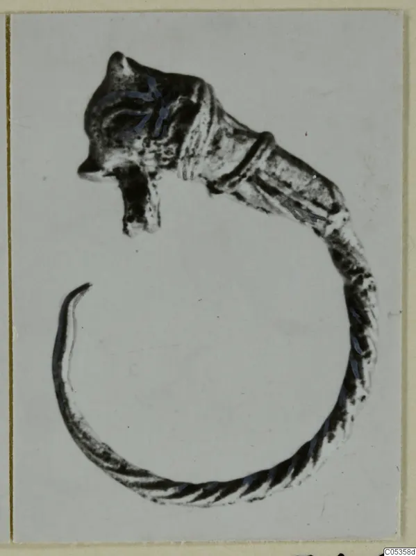 Small animal-headed figure curled into a ring, from Marion