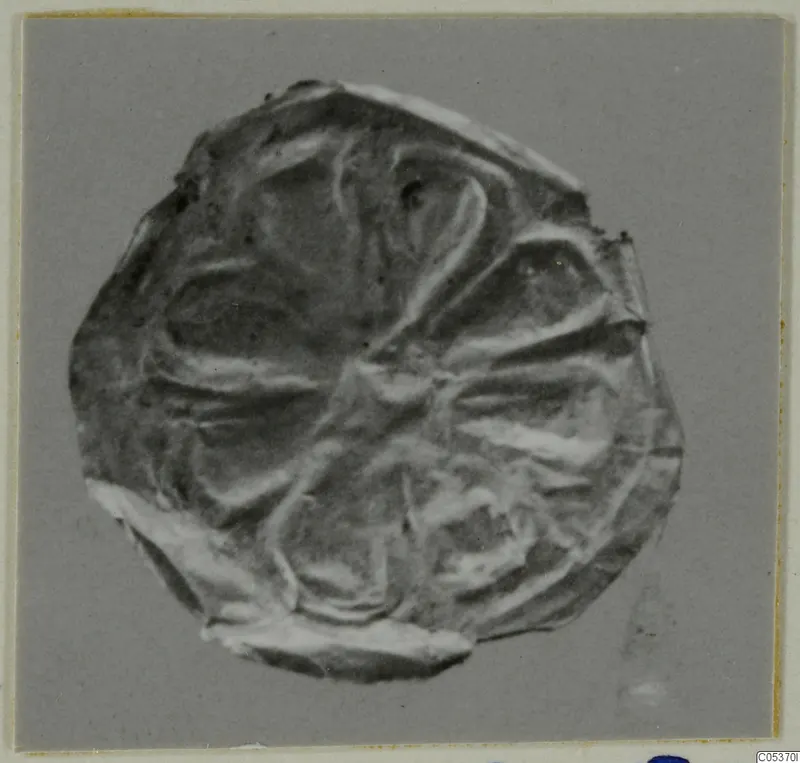 Irregular thin gold sheet pressed with raised ridges, a find from Amathus tombs