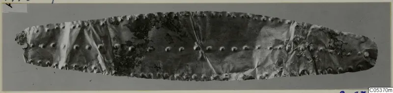 Gold jewellery strip from Amathus, a long narrow sheet with rows of raised studs along its edges and centre