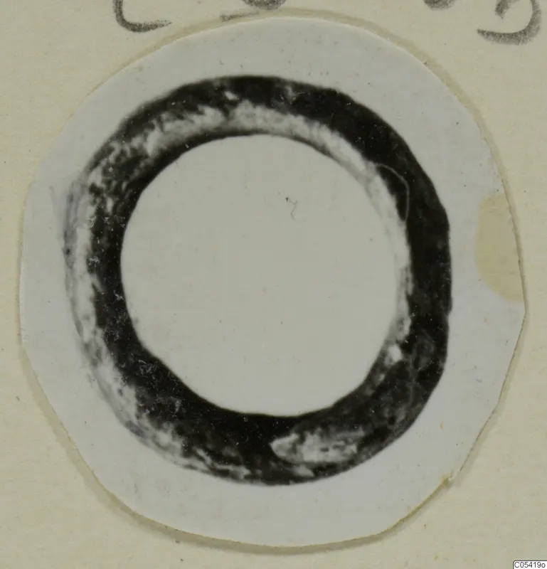 Ring from Marion, shown face-on on a small round print mounted on a cream card.
