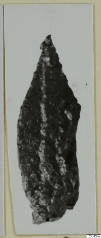 Corroded iron blade with a pointed tip, from the Marion tomb finds