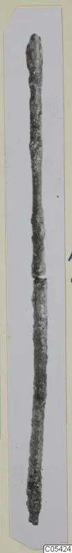 Bronze pin from Marion, long and thin with a ring-like swelling near the middle.