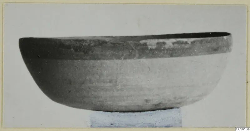 Pottery Black-on-Red II-IV bowl from Marion, shown in side view