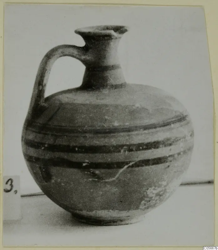 Jug with one handle, a flaring neck and dark horizontal painted bands, from the Marion tomb finds