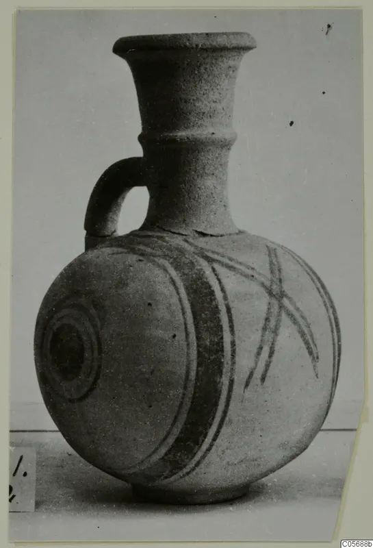 Pottery Polychrome Lustrous Foreign jug from Amathus with a loop handle and dark painted bands