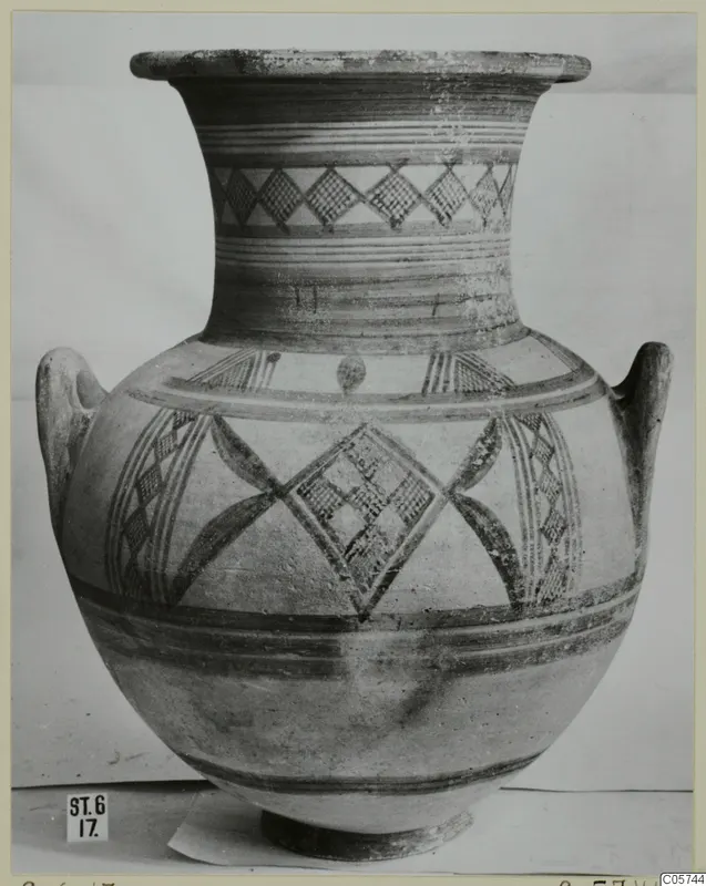 White Painted III-1 two-handled jar with lozenge and band decoration
