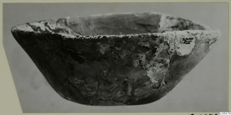 Bowl from Idalion, photographed from the side against a grey backdrop