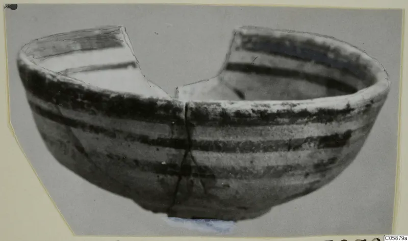 Broken White Painted V bowl from Amathus with dark horizontal painted bands