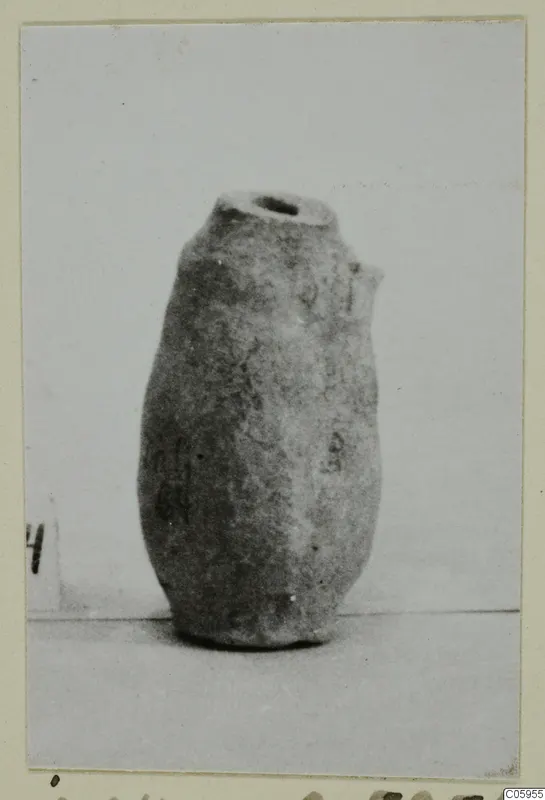 Small pottery vessel with a rounded body and narrow neck, from Idalion