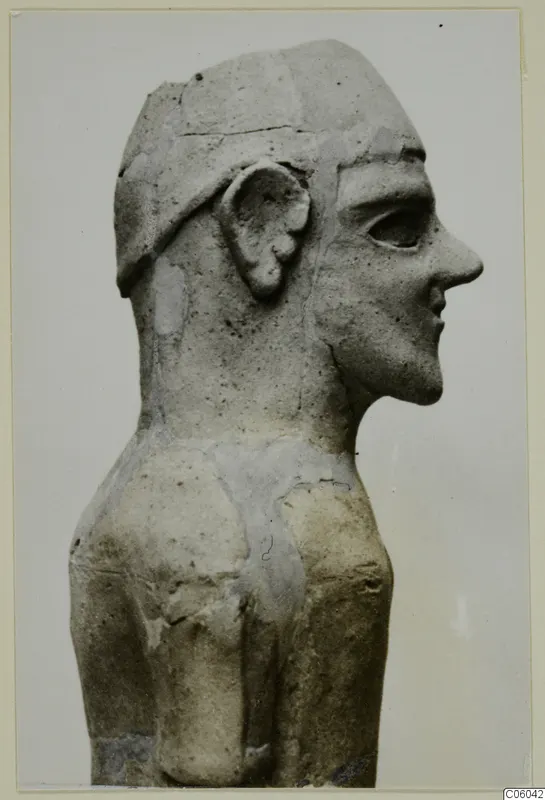 Terracotta Proto-Cypriote I statuette from Ayia Irini, head and upper torso seen in profile