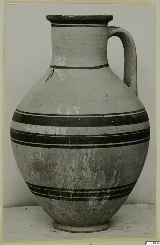 White Painted VI pottery jug with dark painted bands, from Vouni