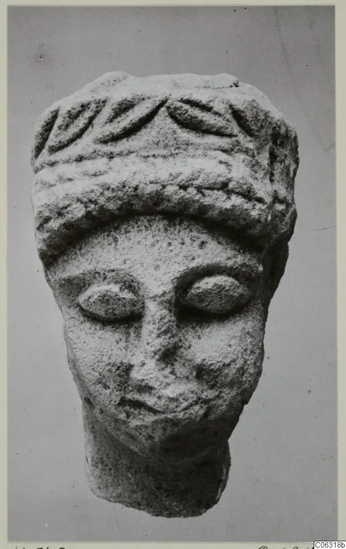 Limestone head with a leaf-patterned headband, from Kition