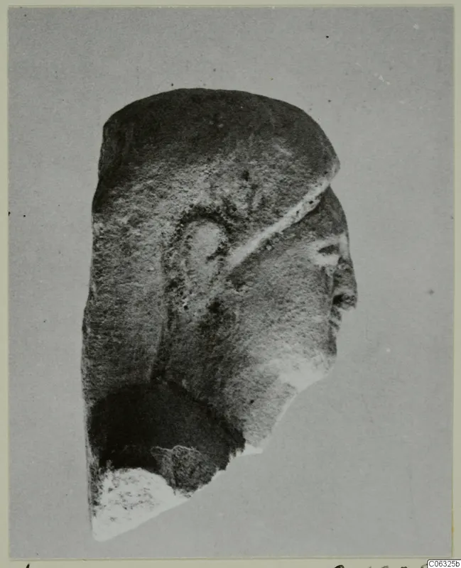Limestone head statuette from Kition, shown in right-facing profile