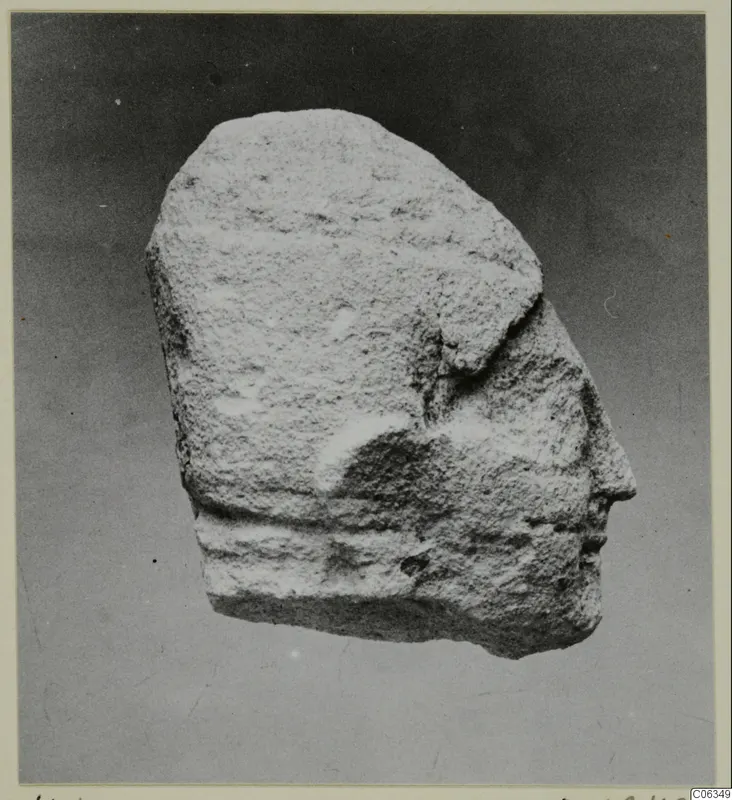 Limestone Neo-Cypriote statuette fragment from Kition, weathered with a broken lower edge