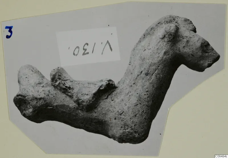 Terracotta figurine of an animal with a raised head and pointed muzzle, from Vouni