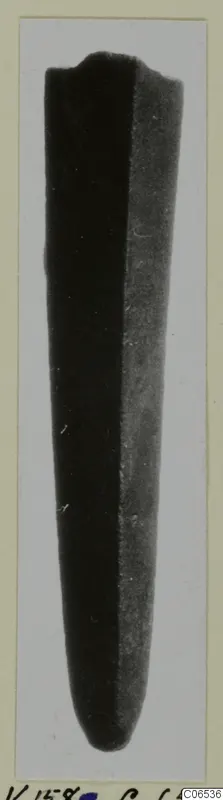 Bronze nail with a flattened head, tapering to a rounded point