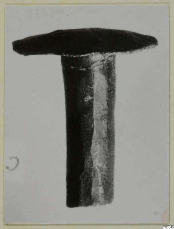 Bronze nail from Vouni with a broad, flat head and a long plain shank