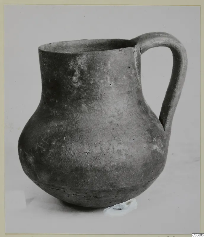 Coarse ware jug from Vouni with a single loop handle and a wide rounded body