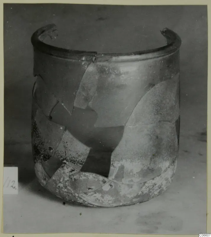 Reconstructed cylindrical glass vessel with an open rim, from Vouni