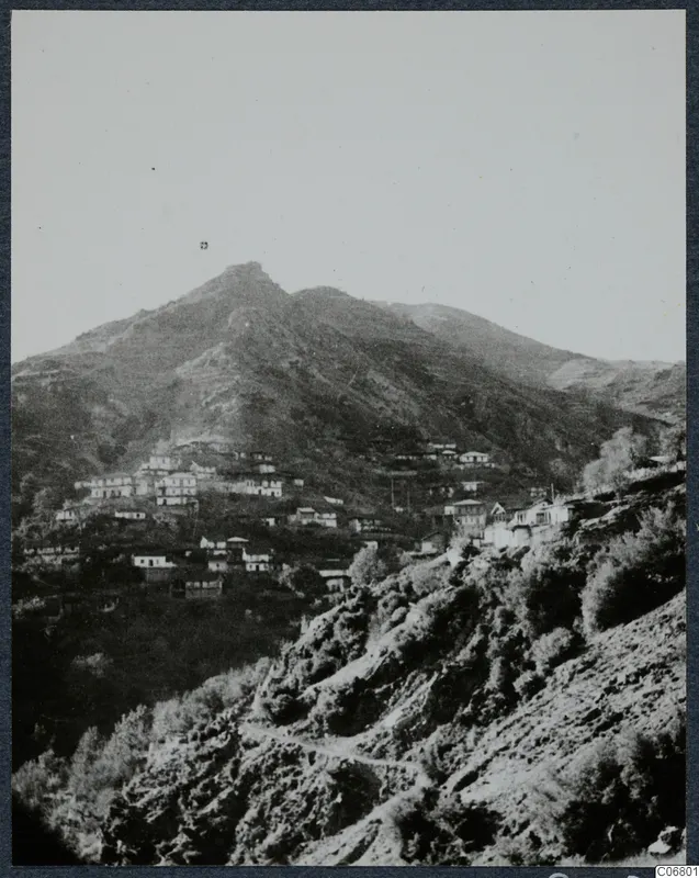 View of the village of Pedoulas on the slopes of a mountain in the Troodos Mountains