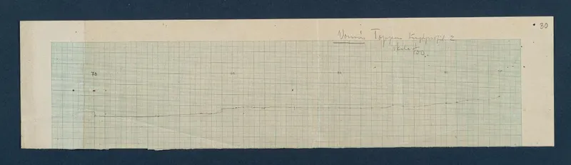 Field drawing of longitudinal profile 2 at Vouni, top, drawn on squared graph paper