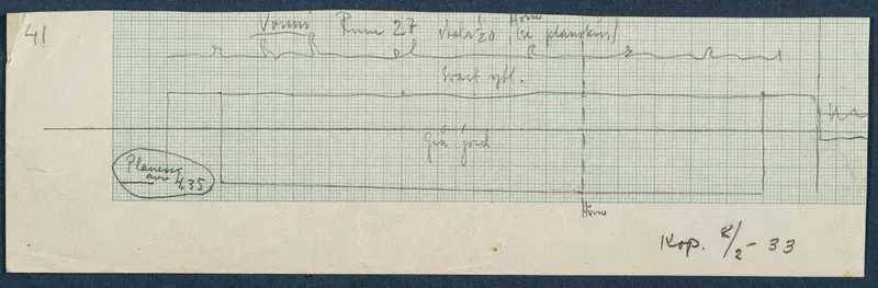 Field drawing of a profile section at Vouni, Room 23 (formerly Room 27), drawn on squared paper.
