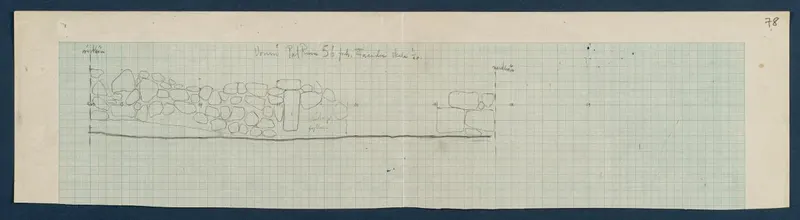 Field drawing of the facade of Room 98 (formerly Room 56) at Vouni, scale 1:20