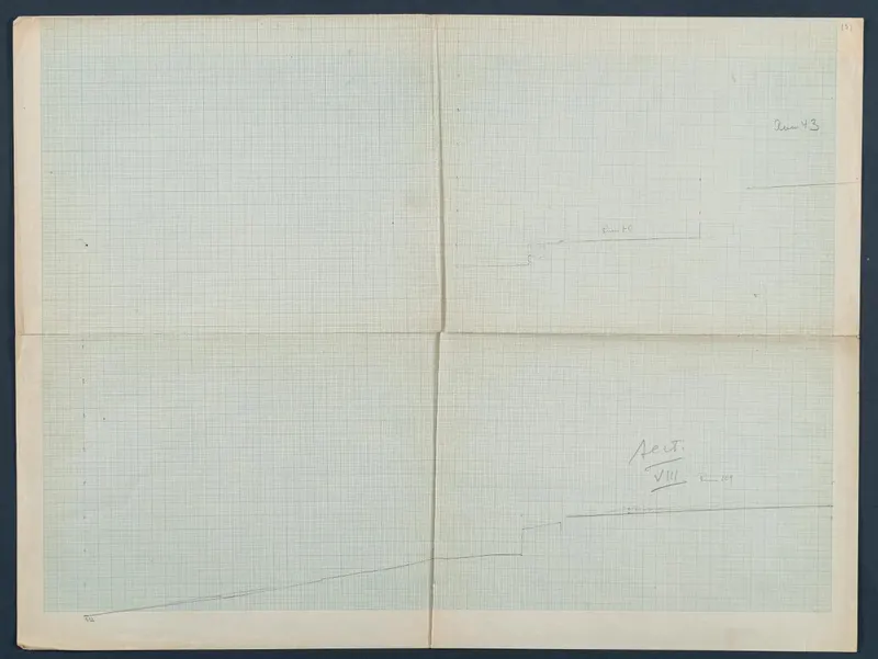 Field drawing of section VIII, Vouni: stepped profile lines pencilled on squared grid paper