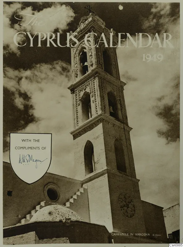 Printed cover with a photograph of a tall bell tower with arched openings, seen from below against a cloudy sky