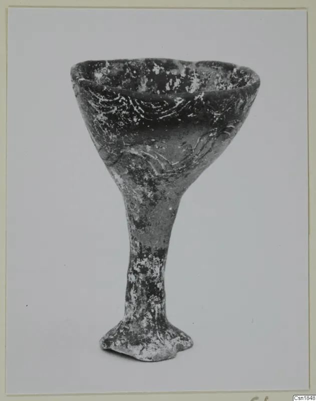 Pottery goblet with a tall stem and flared bowl, Red Polished I, from Vounous 82B.2