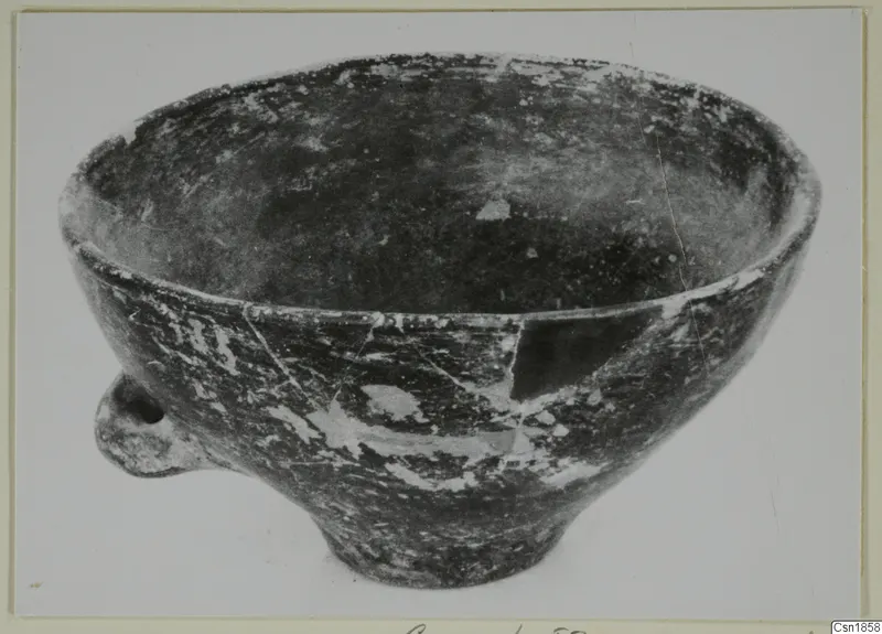 Red Polished I bowl from Vounous with a small lug handle on one side