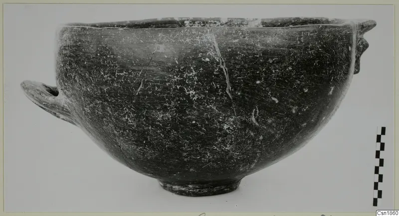 Pottery bowl with two handles and a ring foot, from Vounous