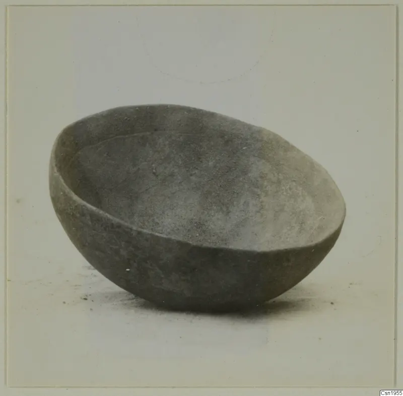 Rounded grey bowl tilted towards the viewer, from Ayios Iakovos