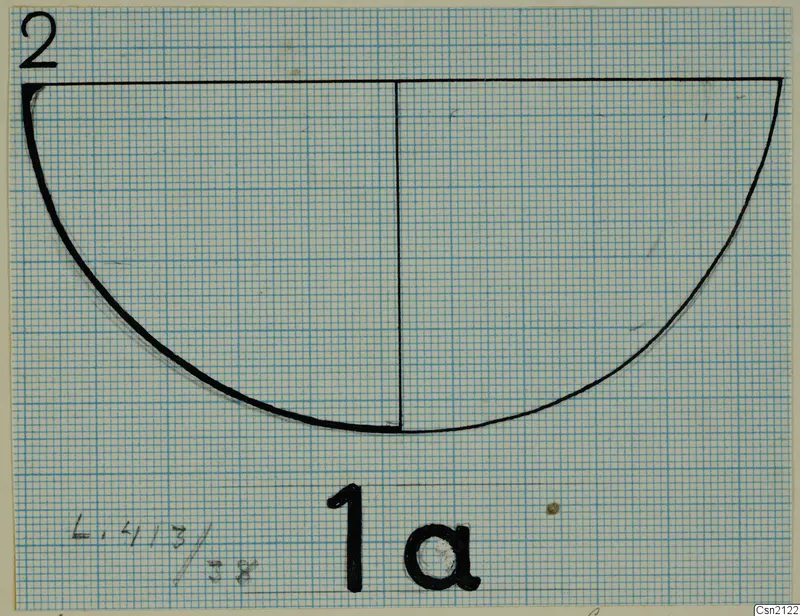 Drawing of a bowl profile on blue graph paper, from the Kastros tombs at Lapithos